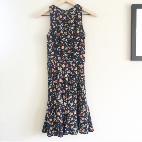 J. Crew Mercantile Floral Ruffle Hem Dress Size 00 - Picture 2 of 13